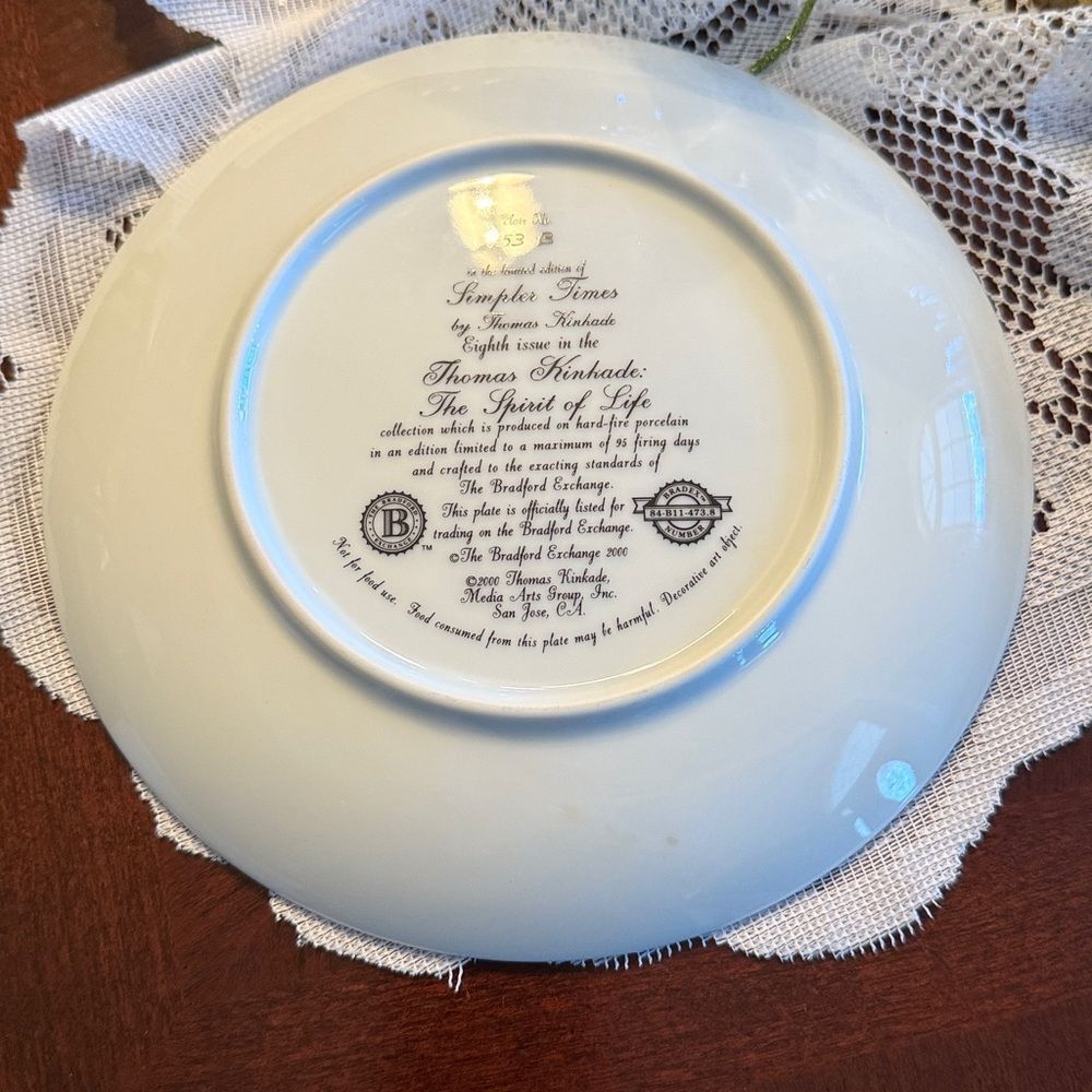 Thomas Kinkade Simpler Times Plate Ask Spirit of Life 8th Issue w/Gold Trim - Picture 7 of 8